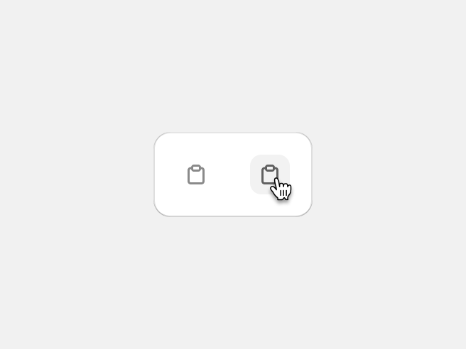 The polaris copy icon in a neutral and hover state with a “Copy item” tooltip.