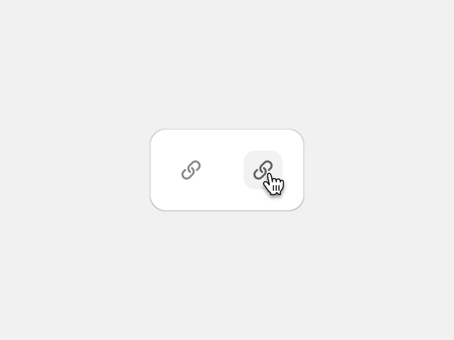 The polaris link icon in a neutral and hover state with a “Copy link" tooltip.
