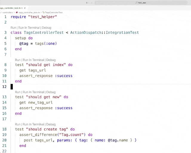 Document Symbol for tests